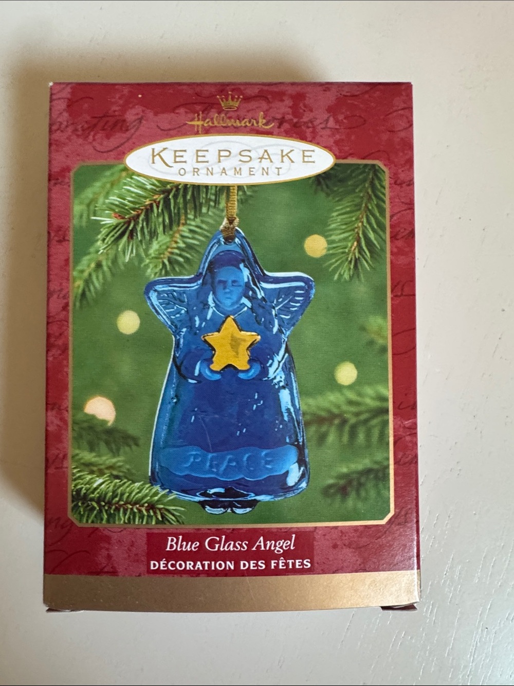Hallmark Keepsake Blue Glass Angel with Gold Star Ornament